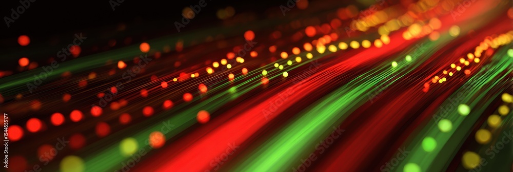 Poster Abstract Streaks of Red and Green Light Create a Dynamic Visual Resembling Market Trends During Trading Hours