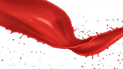 Red liquid splash with droplets on white background - Powered by Adobe