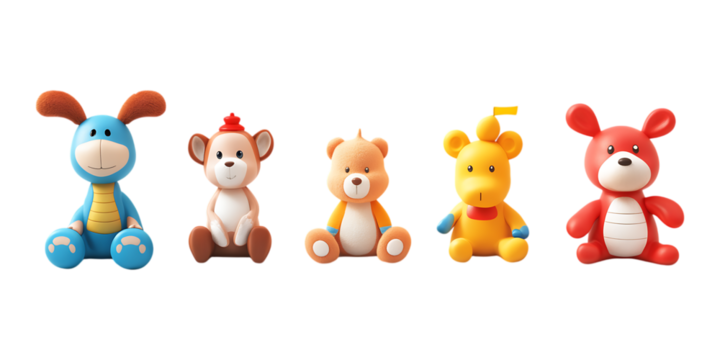 Pack Collection Charming Pixelated Animal Figurines A Collection of Cute Toy Characters set against transparent background