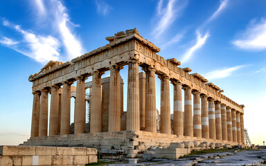 Obraz premium Ancient greek parthenon columns under a blue sky