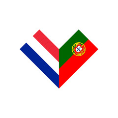 friendship concept. heart shape icon of france and portugal flags. vector illustration isolated on white background