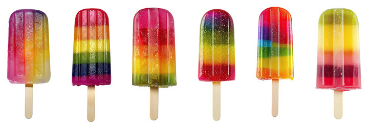 Set of various ice creams frozen fruit juice on a stick isolated on transparent background PNG © Ruslan