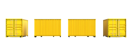 Pack Collection Yellow Shipping Containers A Collection of Cargo Transport Units set against transparent background