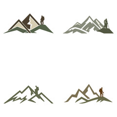 Mountain Climber Silhouettes Against Majestic Peaks