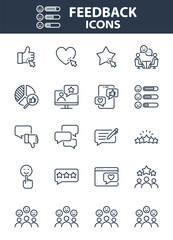 Set of Feedback icons, customer experience, review, comment