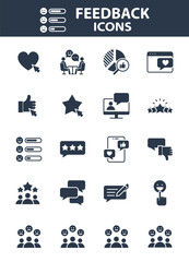 Set of Feedback icons, customer experience, review, comment