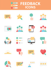 Set of Feedback icons, customer experience, review, comment