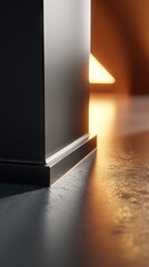 Dark gray wall baseboard detail