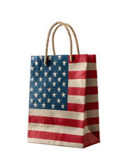 Obraz premium 4th july patriotic shopping bag. American flag inspired design. USA American Holiday Sale Gift Bag. isolated on transparent background.