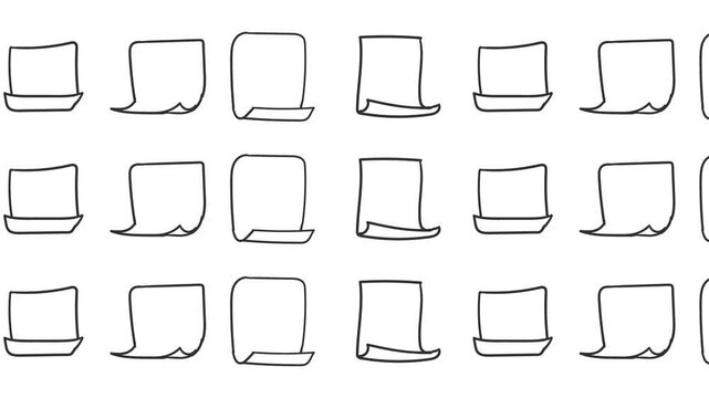 Rows of paper sticky notes on the wall move slowly across the screen.
