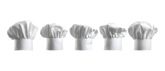 Pack Collection Chef Hats Sizes Styles  Culinary Headwear set against transparent background