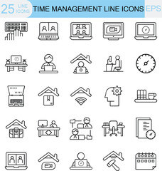  time management line icon vector icon set