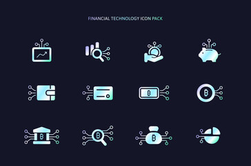 Color Outline Finance Fintech Icon with Electricity Line in Futuristic Payment and Digital Banking. Cryptocurrency or Stable Coin AI Financial Analysis Symbol. Editable Stroke illustration.