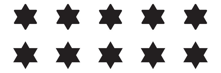 Stars collection. Star vector icons. Black set of Stars, isolated on white background. Star icon. Stars in modern simple flat style. Black star icon illustration. Vector illustration.