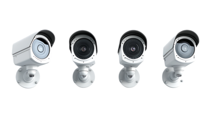 Pack Collection Security Camera System Four Models Enhanced Surveillance Solutions set against transparent background
