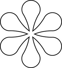 Illustration of simple flower outline drawing with six petals vector illustration floral design isolated on white background vector