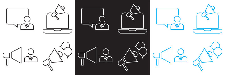 Icons for public relations . Vector for websites, mobile interfaces, presentations, banner, visual branding etc. Vector illustration. isolated on white and black background. EPS 10