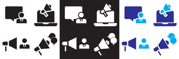 Icons for public relations . Vector for websites, mobile interfaces, presentations, banner, visual branding etc. Vector illustration. isolated on white and black background. EPS 10