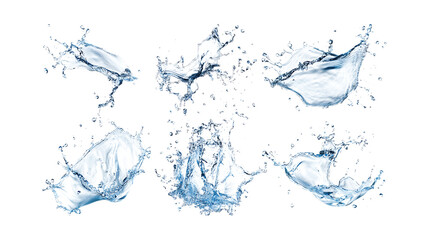 Fototapeta premium Pack Collection Water Splash Collection Dynamic Liquid Splashes Textures for Design set against transparent background