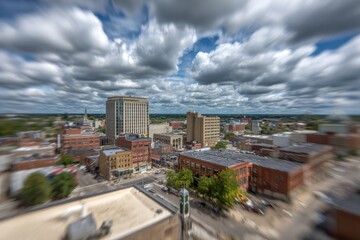 Fototapeta premium Blurred cityscape from a high vantage point.