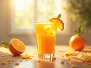 Refreshing Orange Juice in a Glass on a Sunny Day