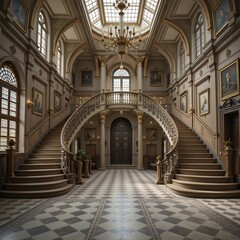 Obraz premium Beautiful large luxury hall, AI Generated