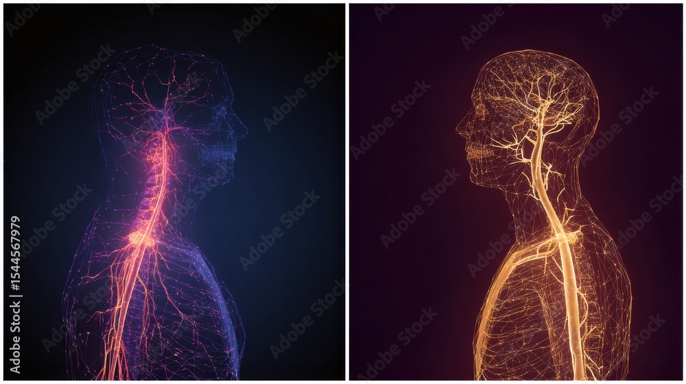 Poster Comparison of Parasympathetic and Sympathetic Nervous Systems in a Visually Calming Diagram
