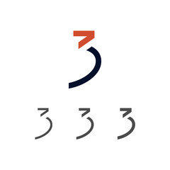 Art modern number 3 made logo style, vector illustration 10 EPS