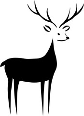 Silhouette deer antler wild animal standing forest nature elegant mammal wildlife peaceful illustration black vector isolated outdoors woodland graceful majestic fauna simple graphic