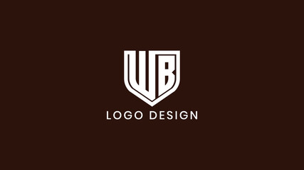 Modern WB monogram logo design with bold shield style lettering in white on dark background, ideal for law firms, business branding, and corporate identity