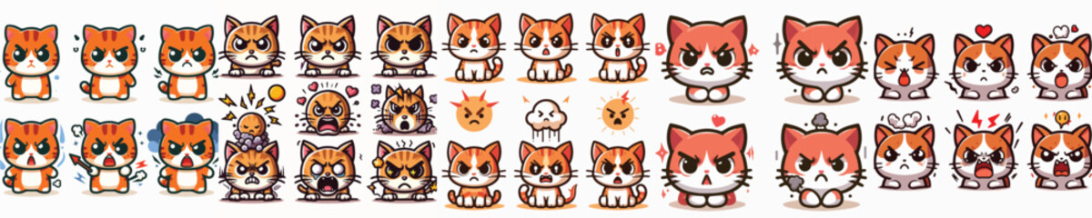 Obraz premium vector set image of cat angry