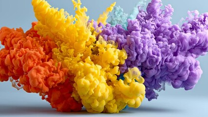 Colorful cloud of smoke with a rainbow of colors. The colors are bright and vibrant, creating a sense of energy and excitement. The smoke seems to be floating in the air - Powered by Adobe