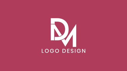 Clean and modern DM monogram logo design in white on red background, ideal for digital, media, or creative agency branding identity