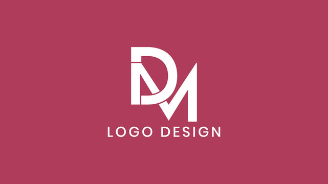 Clean and modern DM monogram logo design in white on red background, ideal for digital, media, or creative agency branding identity
