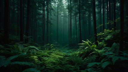 Obraz premium forest in the fog