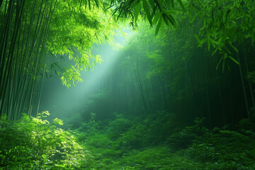 Mysterious bamboo forest nature scenery and background