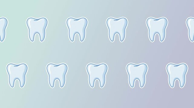 dental pattern animation on a light background, children's dental hygiene concept