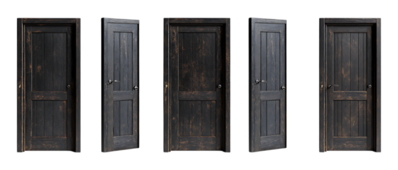 Pack Collection Five Choices A Collection of Rustic Doors set against transparent background