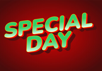 Special day. Bold 3D text style for celebration themes. green red