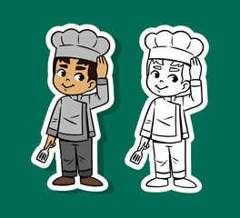 Cute Boy Chef Cartoon Character
