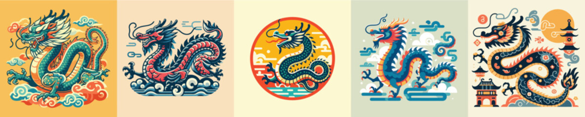 vector image of chinese dragon flat design