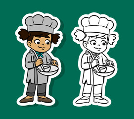 Cute Girl Chef Cartoon Character