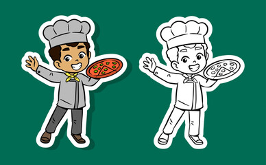 Cute Boy Chef Cartoon Character