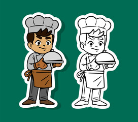 Cute Boy Chef Cartoon Character