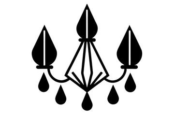 Fototapeta premium Elegant Minimalist Crystal Chandelier Icon with Teardrop Crystals – Clean White Background