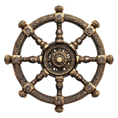 Obraz premium Ornate dharmachakra wheel isolated on transparent background