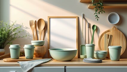 Reusable cup and bowl mockup