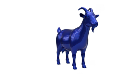 Blue Metallic Goat 3d Render