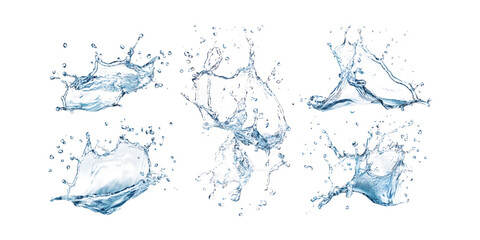 Naklejka premium Pack Collection Water Splash Collection HighResolution Liquid Splashes for Design Projects set against transparent background