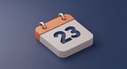 Calendar with the Number 23 on a Blue Background